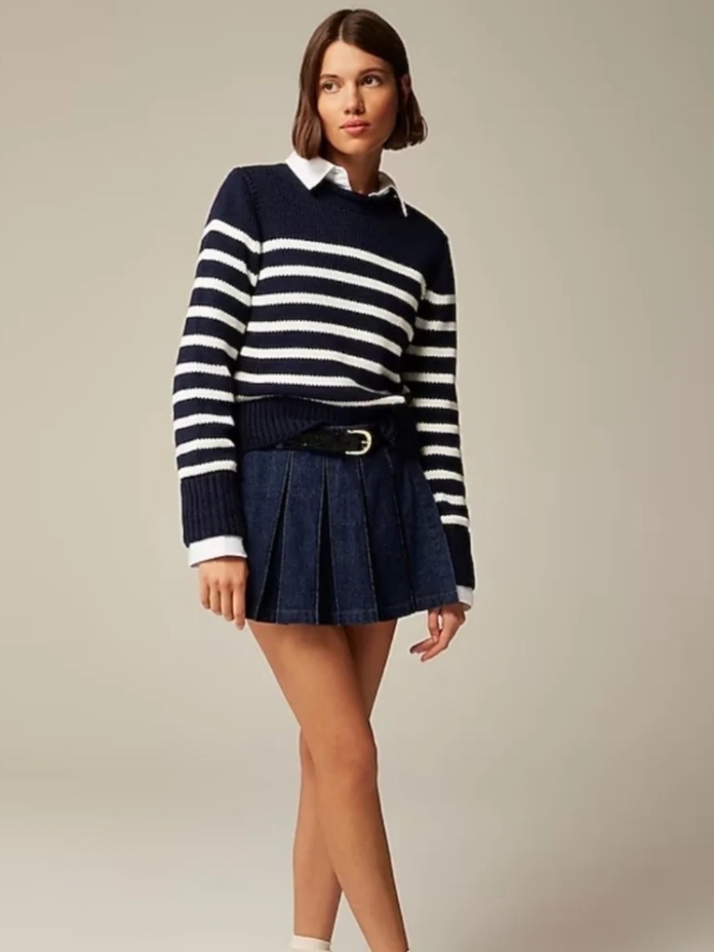 J. Crew Heritage Cotton Rollneck Sweater in Stripe Sz M EUC!!!